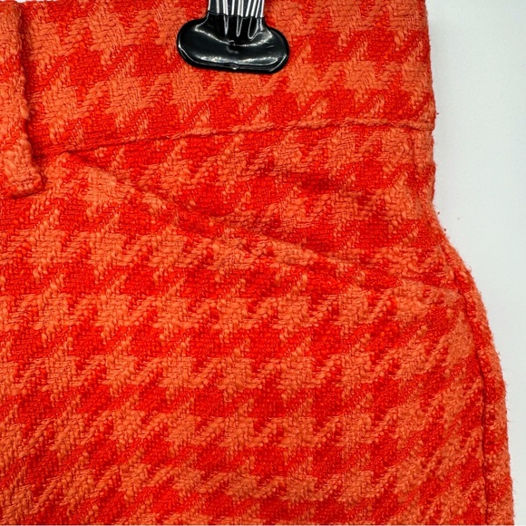 Zara Textured Orange Houndstooth Fray Hem Mini High Rise Shorts Size M Retro - Picture 4 of 9